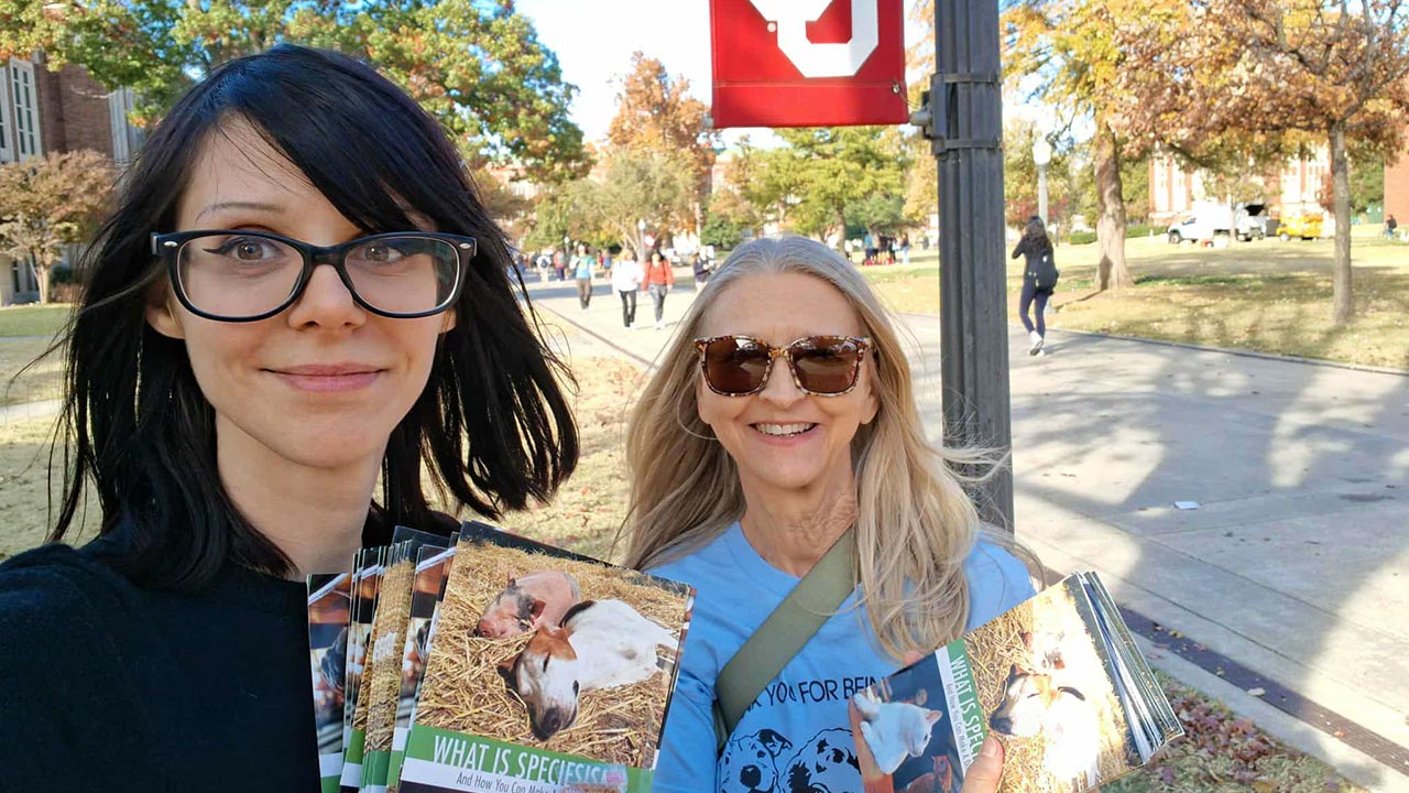 Sarah leafleting on campus
